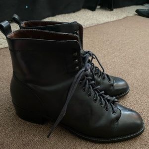 Black lace up booties